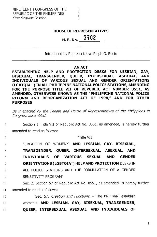 Senator Recto files bill to establish LGBTQIA+ help desks in PNP stations