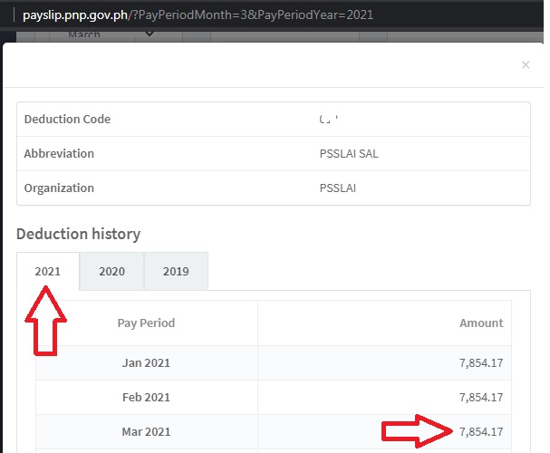 PSSLAI over the counter payment payslip