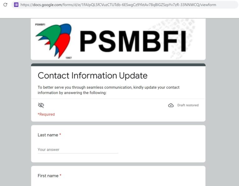 PSMBFI form