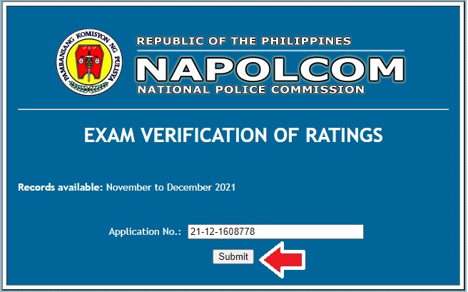 napolcom exam entrance verification of ratings