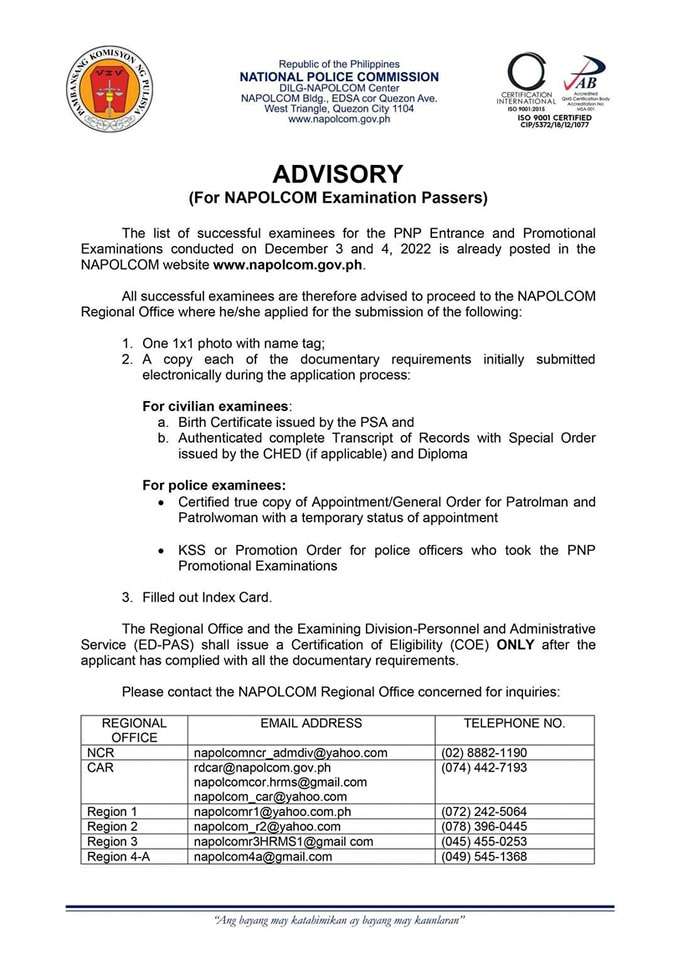 LIST OF PASSERS DECEMBER 2022 EXAM RESULTS