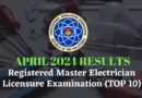April 2024 Registered Master Electrician Licensure Examination (TOP 10)