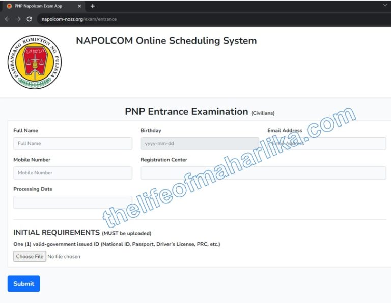 napolcom online 2023 noss