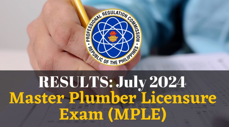 July 2024 Master Plumber Licensure Exam Result