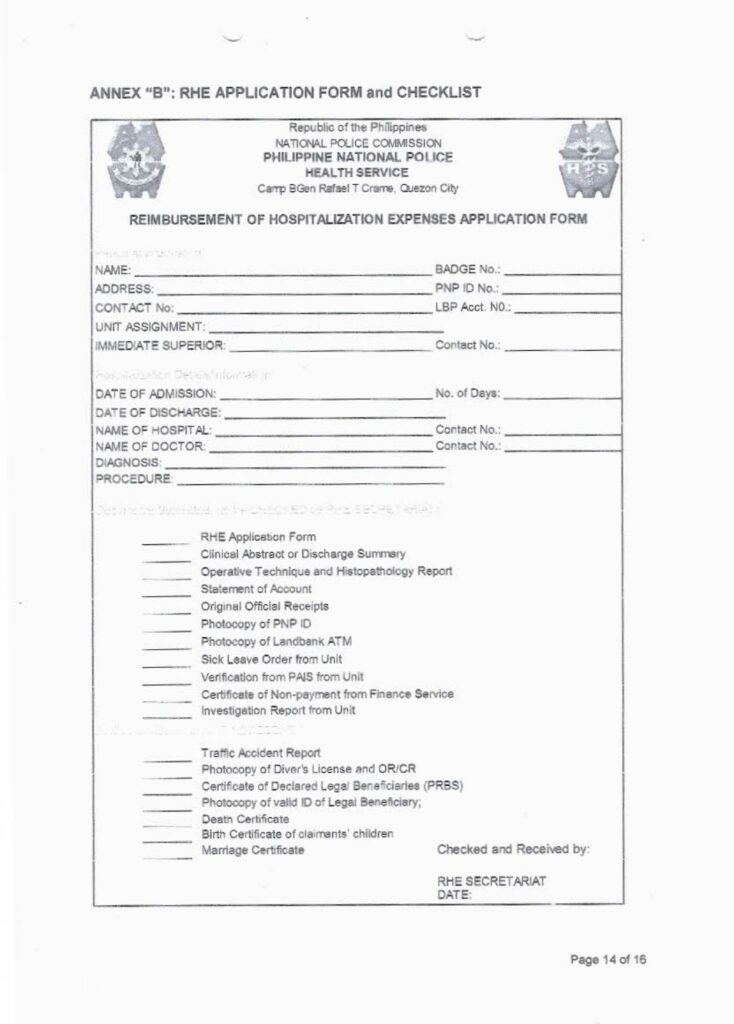 RHE Application Form PNP