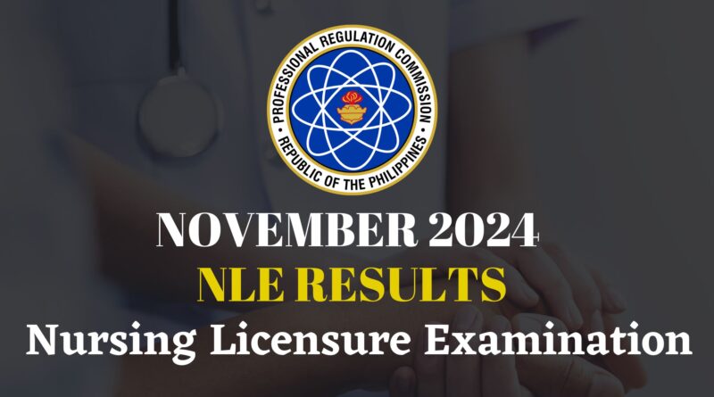 November 2024 Nursing Licensure Exam (NLE) Results by Professional Regulation Commission (PRC), Philippines