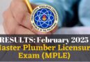 February 2025 Master Plumber Licensure Exam Result