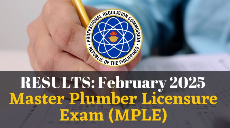 February 2025 Master Plumber Licensure Exam Result