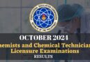 October 2024 Chemists and Chemical Technicians Licensure Exam Results