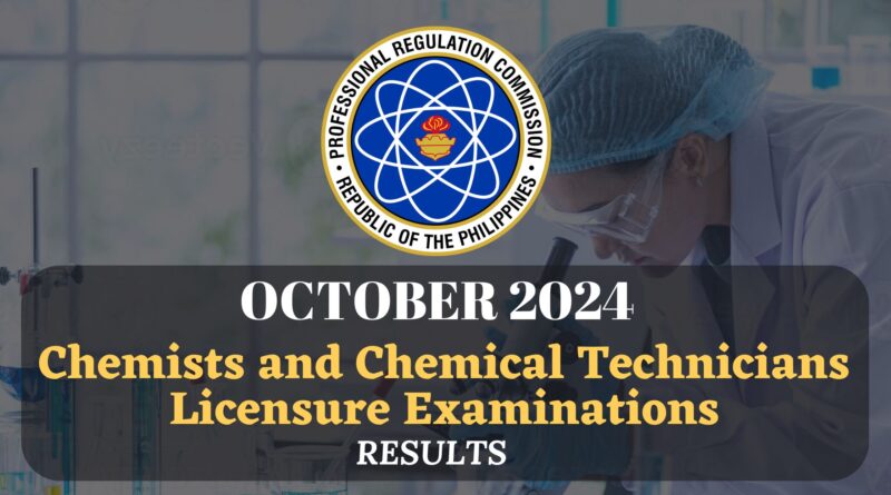 October 2024 Chemists and Chemical Technicians Licensure Exam Results