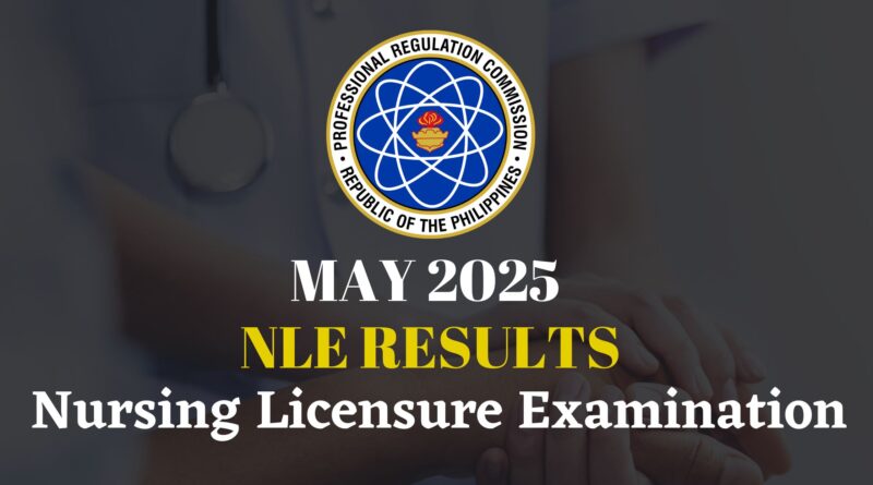 May 2025 Nursing Licensure Exam (NLE) Results by Professional Regulation Commission (PRC), Philippines
