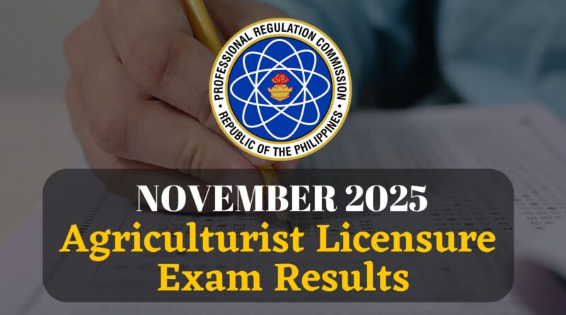 November 2025 Agriculturist Licensure Exam Results - List of Successful Examinees and Topnotchers