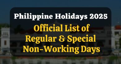 Image of Malacañang Palace with the title 'Philippine Holidays 2025: Official List of Regular & Special Non-Working Days' overlayed