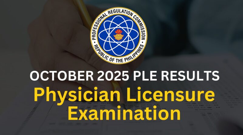 October 2025 Physician Licensure Examination Results (PLE)