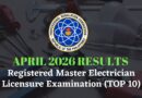 April 2026 Registered Master Electrician Licensure Examination (TOP 10)