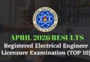 April 2026 Registered Electrical Engineer Licensure Examination (TOP 10)