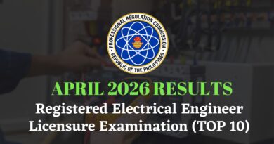 April 2026 Registered Electrical Engineer Licensure Examination (TOP 10)