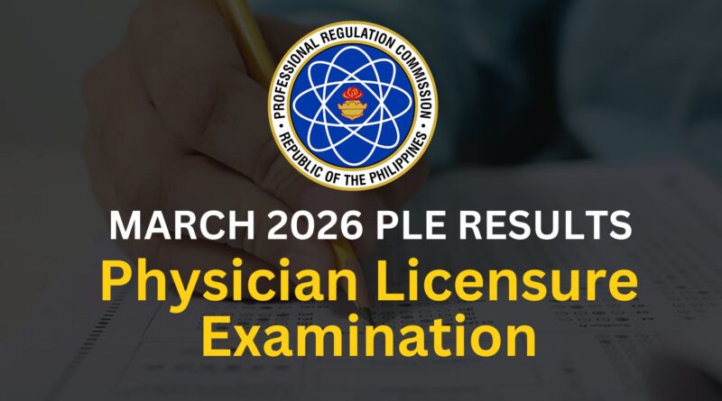 March 2026 Physician Licensure Examination Results (PLE)