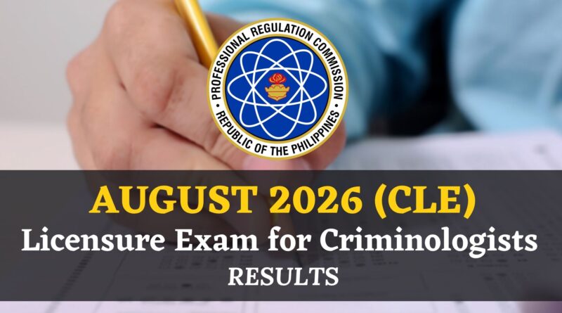 PRC official seal for the August 2026 Criminology Licensure Examination